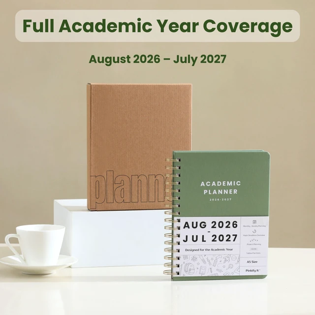 Alt view image 6 of 7 - Academic Planner 2026-2027, Student Planner with Monthly Tabs, A5, Green Class Schedule, Deadlines Tracking, Project Planning, School Planner for High School, College, & Homeschool Students