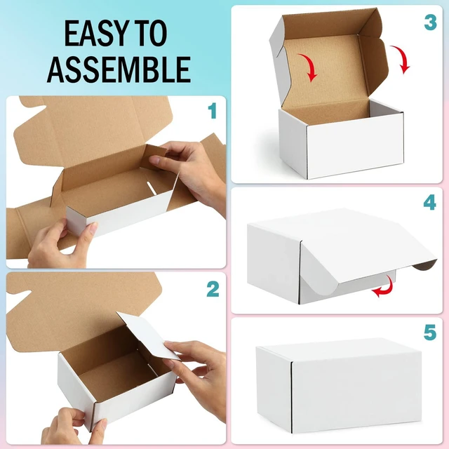 Alt view image 4 of 7 - Shipping Boxes 6x4x3 inches, Small Boxes for Packaging 25 Pack Small Mailing Boxes, White Cardboard Corrugated Box Mailers, Boxes for Packaging Small business