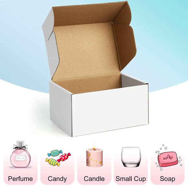 Alt view image 5 of 7 - Shipping Boxes 6x4x3 inches, Small Boxes for Packaging 25 Pack Small Mailing Boxes, White Cardboard Corrugated Box Mailers, Boxes for Packaging Small business