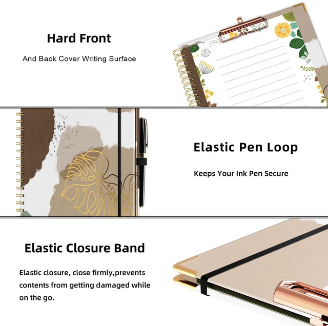 Alt view image 5 of 6 - Clipboard with Storage 8.5 X 11Padfolio Organizer, Spiral Portfolio Letter Size with Notepad, Pen Holder, 5 Extra Folder Divider Pages, Elastic Closure Nurse Essentials(Earthy Abstract)