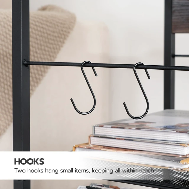Alt view image 6 of 7 - Industrial Printer Stand, 3-Tier Mobile Printer Table, Rolling Cart with Power Outlets and USB Ports, Home Printer Stand with 2 Hooks, for Office, Living Room, Black BB22UPS01