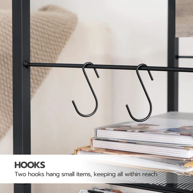 Alt view image 6 of 7 - Industrial Printer Stand, 3-Tier Mobile Printer Table, Rolling Cart with Power Outlets and USB Ports, Home Printer Stand with 2 Hooks, for Office, Living Room, Greige and Black BG22UPS01