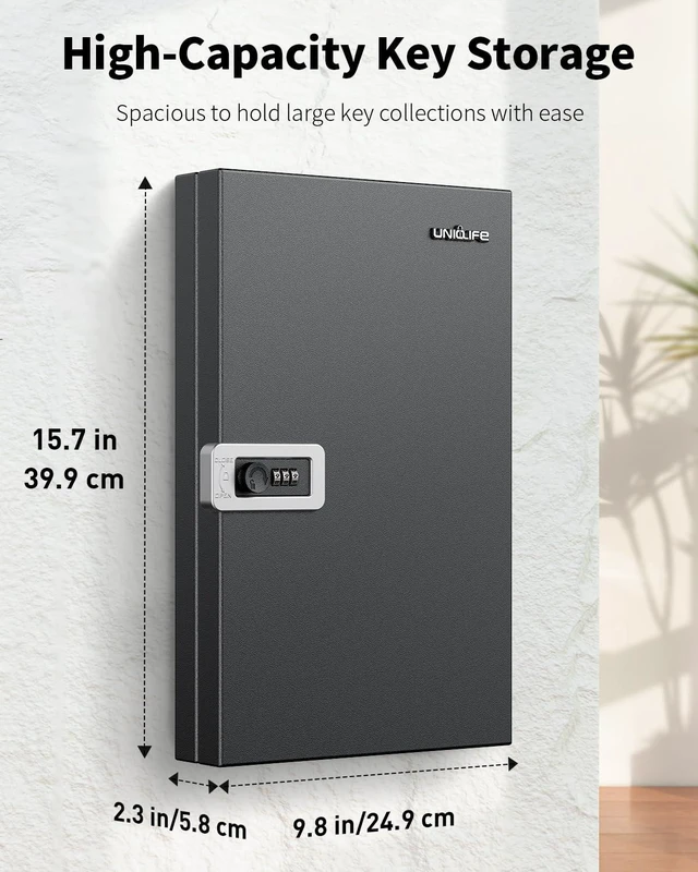 Alt view image 2 of 7 - 32 Keys Key Lock Box, Wall Mount Key Box, Key Cabinet, Car Key Organizer with Writable Key Racks and Tags, Security Key Holder Storage Box for Office, Hotel & Company