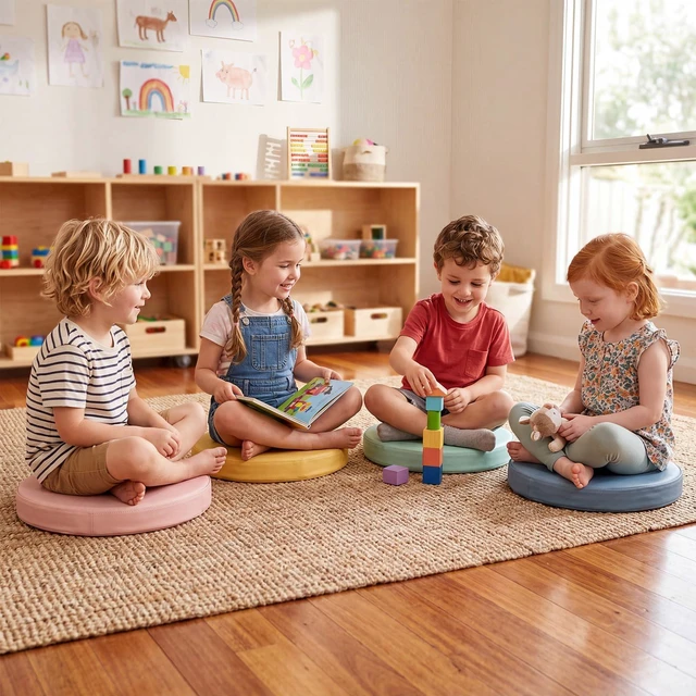 Alt view image 3 of 7 - 4 Pcs Extra Thick Flexible Seating Floor Cushions Assorted Colored Pillow Floor Cushions for Classroom Soft Flexible Seating for Kids Learning Sitting Daycare School Chair (Hippie Boho Color)