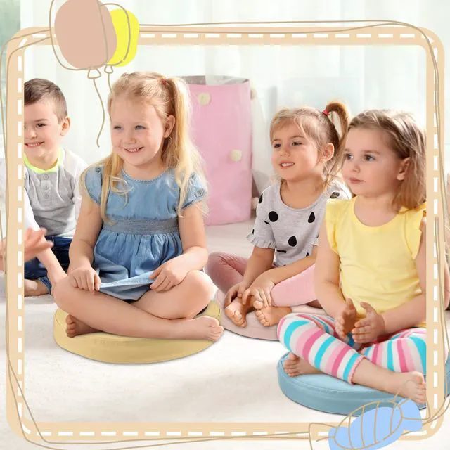 Alt view image 7 of 7 - 4 Pcs Extra Thick Floor Cushion Classroom, Boho Colors, Round Flexible Seating Cushions, Assorted Colored Pillow Floor Cushions, Soft Support for Learning Sitting Home Office School Chair