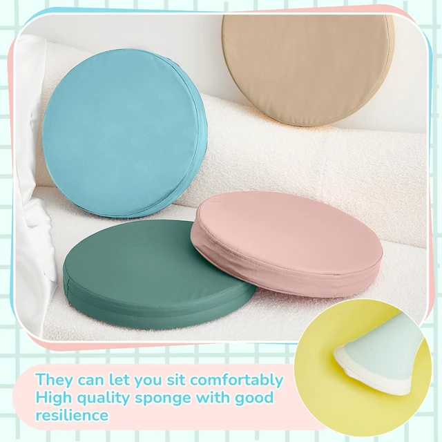 Alt view image 5 of 6 - 5 Pcs Extra Thick Floor Cushion Classroom, Morandi Colors, Round Flexible Seating Cushions, Assorted Colored Pillow Floor Cushions, Soft Support for Learning Sitting Home Office School Chair