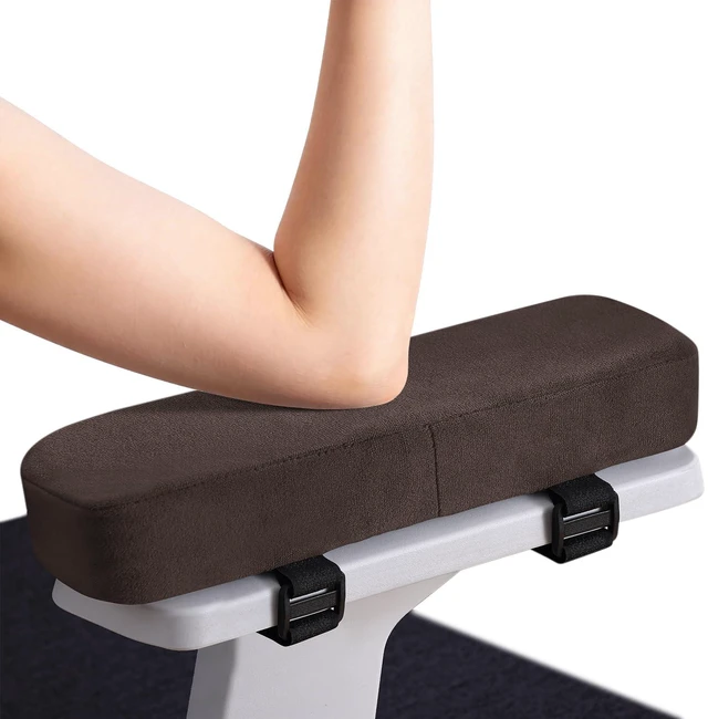 Main image of Memory Foam Office Chair Armrest Pads, Non-Slip Armrest Cushion Ergonomic Arm Rest Pads with Adjustable Buckles and Straps, Elbow Relief for Desk, Gaming & Wheelchair, Chocolate, Set of 2