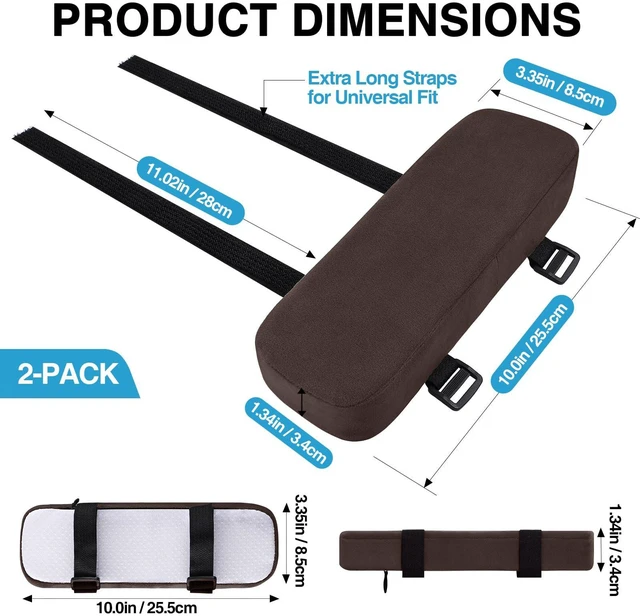 Alt view image 2 of 7 - Memory Foam Office Chair Armrest Pads, Non-Slip Armrest Cushion Ergonomic Arm Rest Pads with Adjustable Buckles and Straps, Elbow Relief for Desk, Gaming & Wheelchair, Chocolate, Set of 2