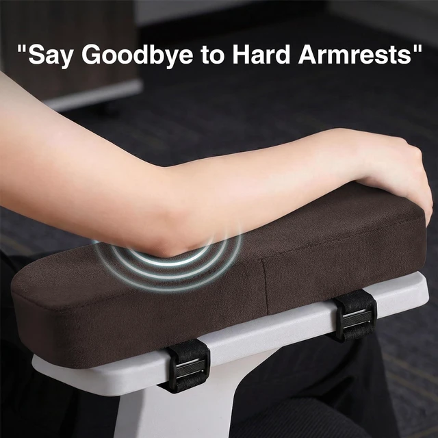 Alt view image 4 of 7 - Memory Foam Office Chair Armrest Pads, Non-Slip Armrest Cushion Ergonomic Arm Rest Pads with Adjustable Buckles and Straps, Elbow Relief for Desk, Gaming & Wheelchair, Chocolate, Set of 2