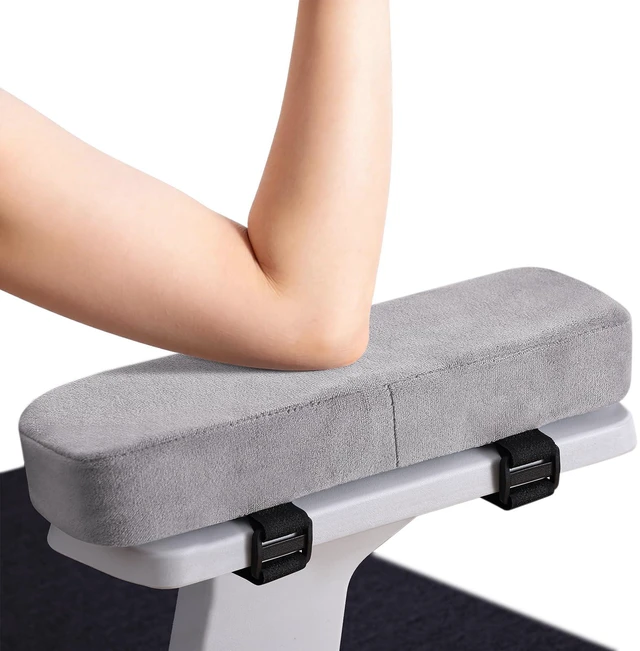 Main image of Memory Foam Office Chair Armrest Pads, Non-Slip Armrest Cushion Ergonomic Arm Rest Pads with Adjustable Buckles and Straps, Elbow Relief for Desk, Gaming & Wheelchair, Grey, Set of 2
