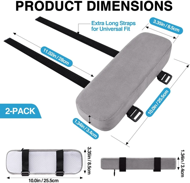 Alt view image 2 of 7 - Memory Foam Office Chair Armrest Pads, Non-Slip Armrest Cushion Ergonomic Arm Rest Pads with Adjustable Buckles and Straps, Elbow Relief for Desk, Gaming & Wheelchair, Grey, Set of 2