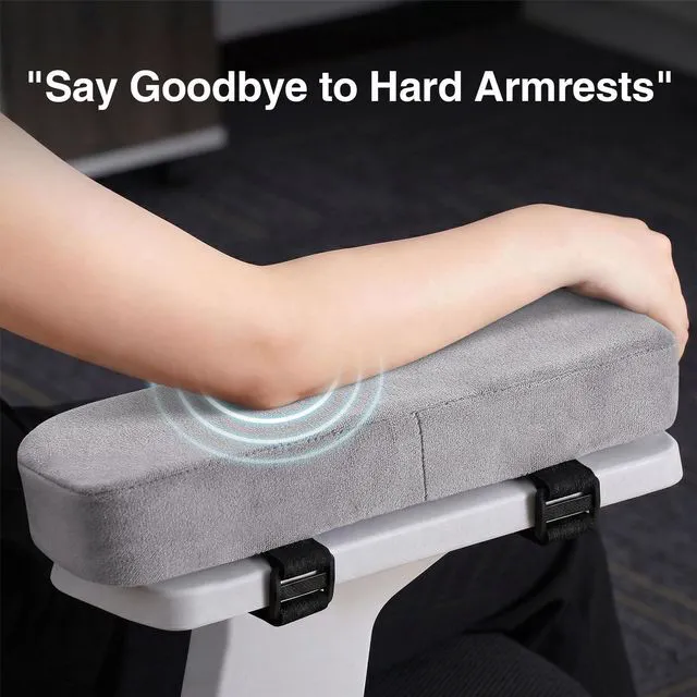 Alt view image 4 of 7 - Memory Foam Office Chair Armrest Pads, Non-Slip Armrest Cushion Ergonomic Arm Rest Pads with Adjustable Buckles and Straps, Elbow Relief for Desk, Gaming & Wheelchair, Grey, Set of 2