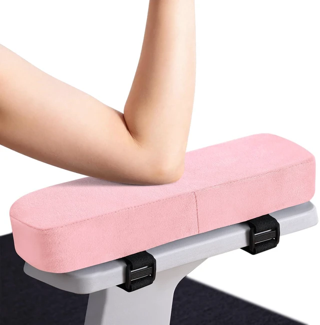 Main image of Memory Foam Office Chair Armrest Pads, Non-Slip Armrest Cushion Ergonomic Arm Rest Pads with Adjustable Buckles and Straps, Elbow Relief for Desk, Gaming & Wheelchair, Pink, Set of 2