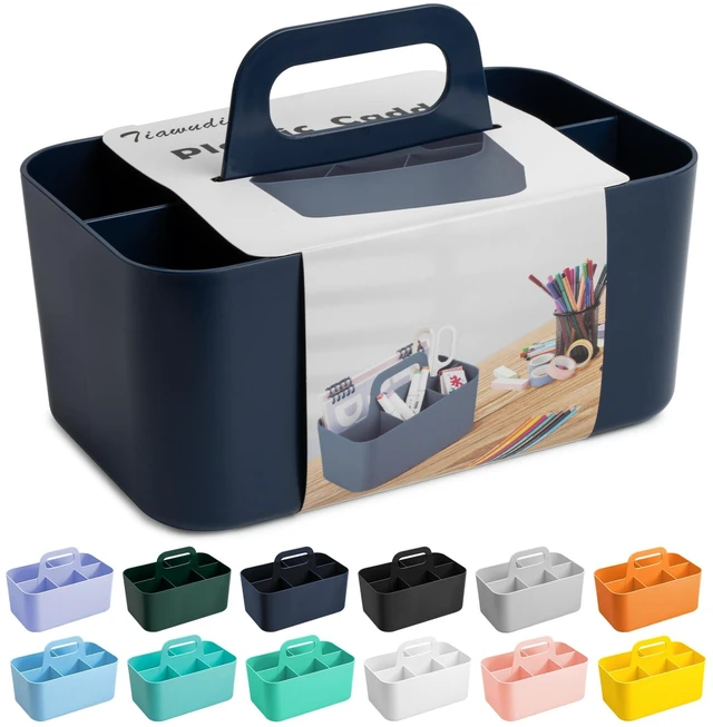Main image of Multipurpose Caddy Organizer, Plastic Caddy with Handle, Stackable Desk Organizer for Stationery, Marker and Pencil, Office Supplies Organizer, Dorm Caddy