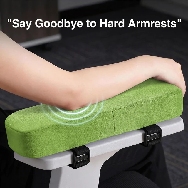 Alt view image 4 of 7 - Memory Foam Office Chair Armrest Pads, Non-Slip Armrest Cushion Ergonomic Arm Rest Pads with Adjustable Buckles and Straps, Elbow Relief for Desk, Gaming & Wheelchair, Green, Set of 2