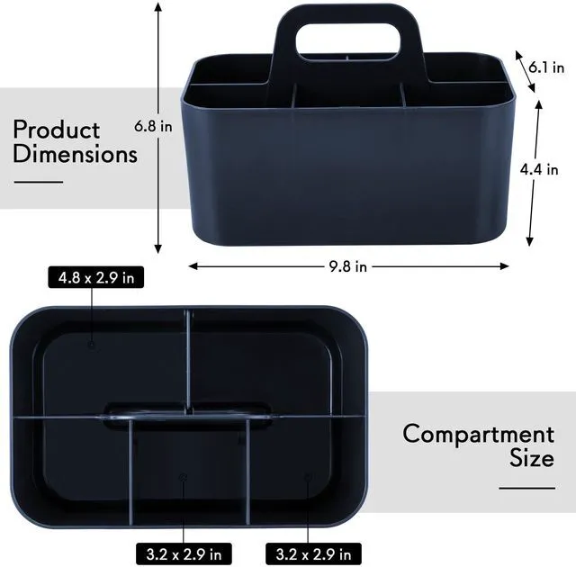 Alt view image 2 of 7 - Multipurpose Caddy Organizer, Plastic Caddy with Handle, Stackable Desk Organizer for Stationery, Marker and Pencil, Office Supplies Organizer, Dorm Caddy