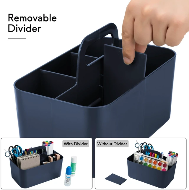 Alt view image 4 of 7 - Multipurpose Caddy Organizer, Plastic Caddy with Handle, Stackable Desk Organizer for Stationery, Marker and Pencil, Office Supplies Organizer, Dorm Caddy