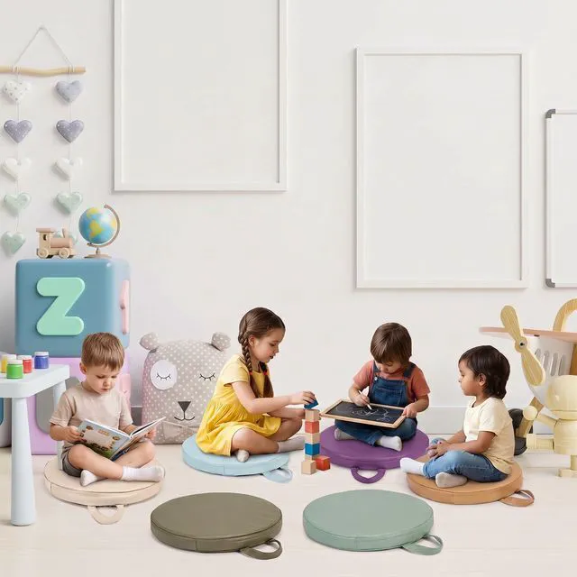 Alt view image 5 of 7 - 12 Pcs Classroom Floor Cushions for Kids,Vivid Color,Round Flexible Classroom Seating for Kindergarten Daycare Nursery, Floor Cushion with Handle, Floor Cushions for Sitting Reading