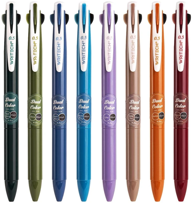 Main image of Retractable Gel Ink Pens: Multi Colored 2 in 1 Colorful Click Pens Assorted Color 8ct Extra Fine Point Tip 0.5mm Journaling Smooth Writing Note Taking Coloring No Bleed & Smear & Smudge