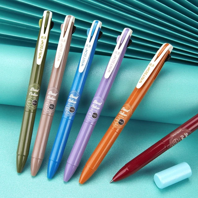 Alt view image 6 of 7 - Retractable Gel Ink Pens: Multi Colored 2 in 1 Colorful Click Pens Assorted Color 8ct Extra Fine Point Tip 0.5mm Journaling Smooth Writing Note Taking Coloring No Bleed & Smear & Smudge