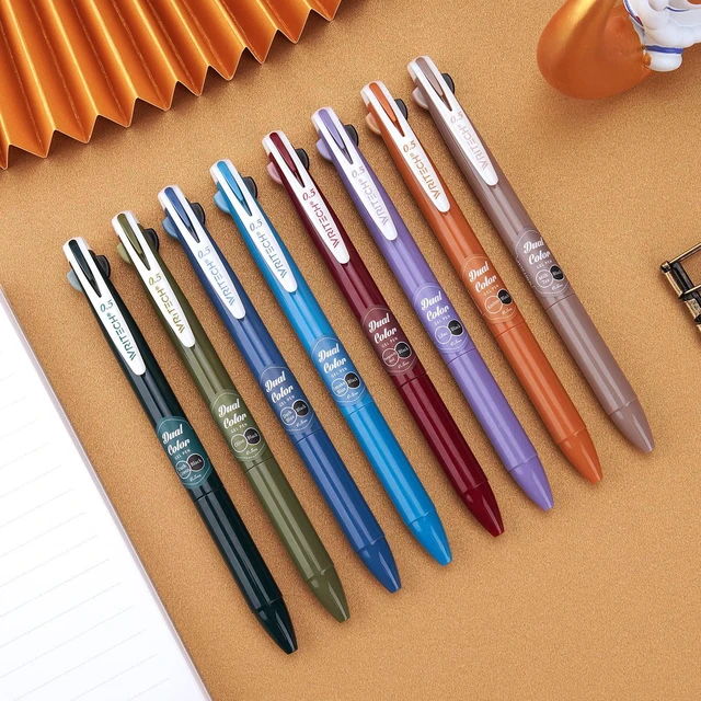Alt view image 7 of 7 - Retractable Gel Ink Pens: Multi Colored 2 in 1 Colorful Click Pens Assorted Color 8ct Extra Fine Point Tip 0.5mm Journaling Smooth Writing Note Taking Coloring No Bleed & Smear & Smudge