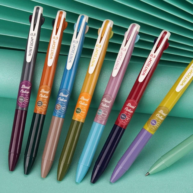 Alt view image 3 of 7 - Retractable Gel Ink Pens: Multi Colored 2 in 1 Colorful Click Pen Assorted Color 8ct Extra Fine Point Tip 0.5mm Journaling Smooth Writing Note Taking Coloring No Bleed & Smear Smudge