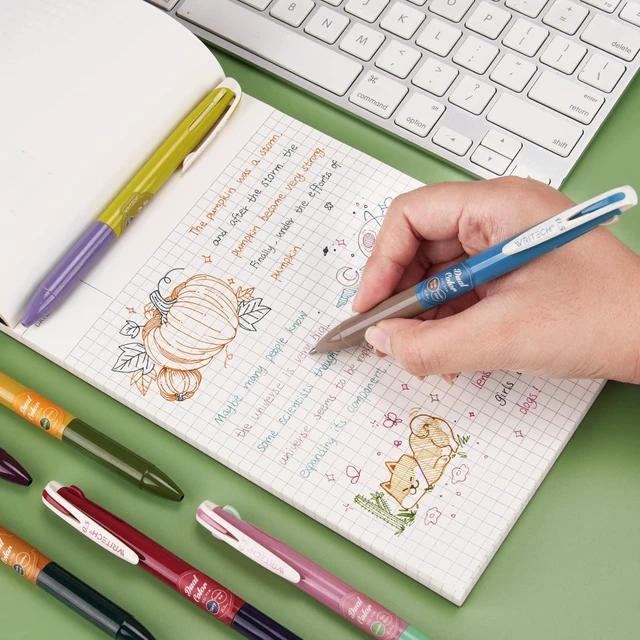 Alt view image 4 of 7 - Retractable Gel Ink Pens: Multi Colored 2 in 1 Colorful Click Pen Assorted Color 8ct Extra Fine Point Tip 0.5mm Journaling Smooth Writing Note Taking Coloring No Bleed & Smear Smudge