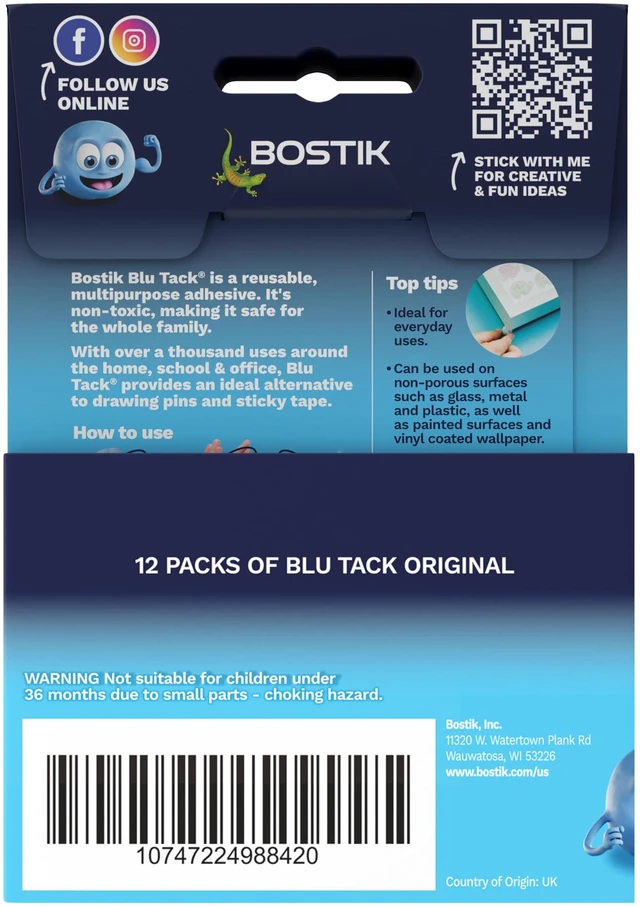 Alt view image 2 of 7 - Blu Tack (12 Pack) 1.6oz Multipurpose Mounting Sticky Putty Non-Toxic Reusable Hanging Adhesive - Great for Home - School & Office - Blue: Amazon.com