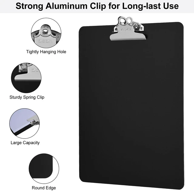 Alt view image 3 of 7 - Metal Clipboard, 12 Pack Heavy Duty Aluminum Clipboards 12 x 9 Inches, A4 Letter Sizer Document Holder with High Capacity Clip, Suitable for School, Office, Jobsite or Medical Staff, Black