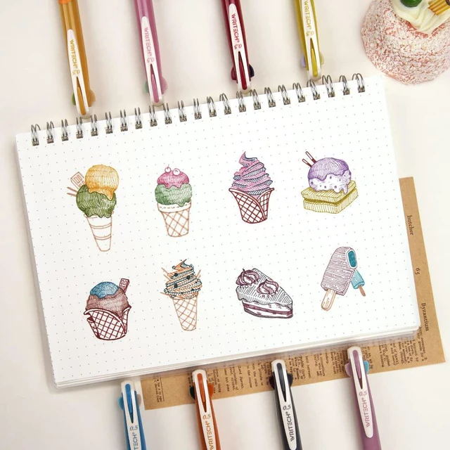 Alt view image 5 of 7 - Retractable Gel Ink Pens: Multi Colored 2 in 1 Colorful Click Pen Assorted Color 8ct Extra Fine Point Tip 0.5mm Journaling Smooth Writing Note Taking Coloring No Bleed & Smear Smudge