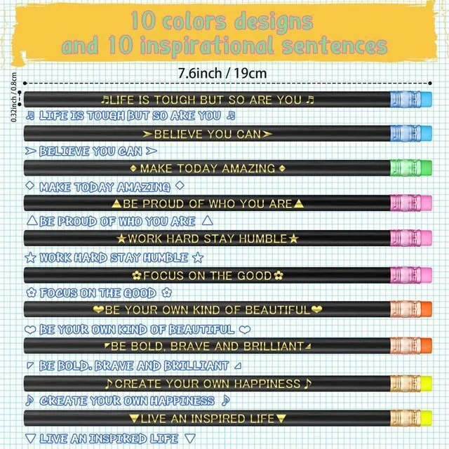 Alt view image 2 of 7 - 200pcs Color Changing Pencils for Back to School, Inspirational with Eraser Encourage Saying, Thermochromic Design, Fun for Kids Students Classroom, Birthday Party Favors Teacher Rewards