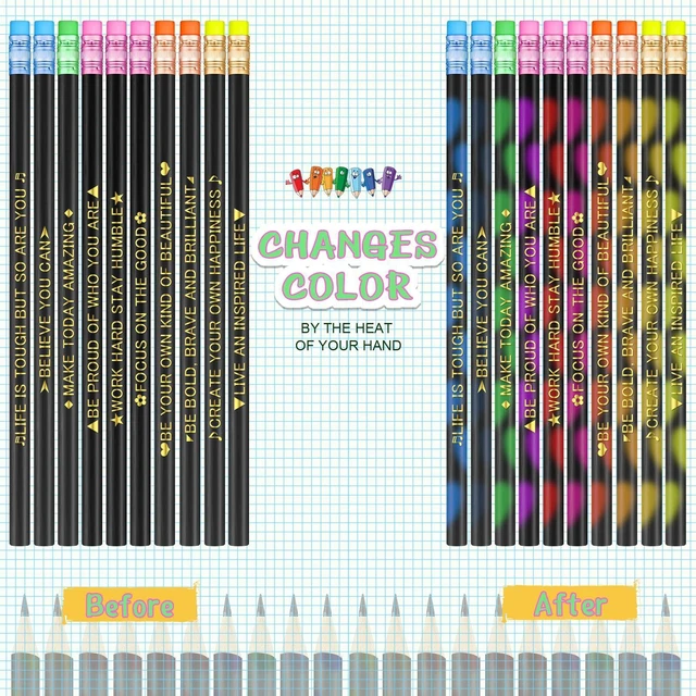 Alt view image 5 of 7 - 200pcs Color Changing Pencils for Back to School, Inspirational with Eraser Encourage Saying, Thermochromic Design, Fun for Kids Students Classroom, Birthday Party Favors Teacher Rewards