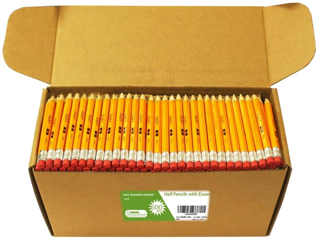 Main image of 600Pcs 4'' Golf Pencils Pre-sharpened, Break-Resistant Lead No. 2, Half Pencils with Eraser Tops, HB pencil, Back to school
