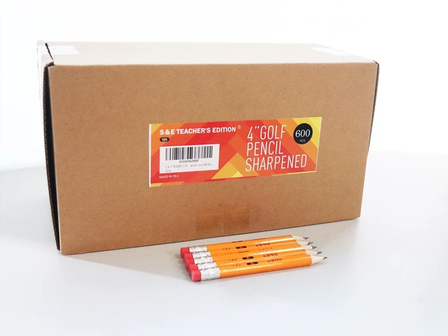 Alt view image 3 of 6 - 600Pcs 4'' Golf Pencils Pre-sharpened, Break-Resistant Lead No. 2, Half Pencils with Eraser Tops, HB pencil, Back to school