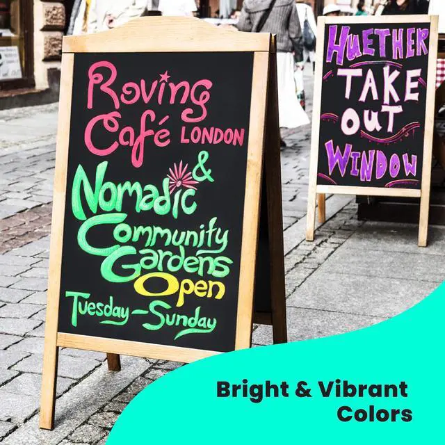Alt view image 6 of 7 - 15mm 8 Metallic Window Chalk Markers Washable For Cars - Liquid Chalk Pens Erasable Chalkboard Markers for Blackboard, Glass, Restaurant, Wedding, Bistro Menu - Wet Wipe Erasable - 15mm Jumbo Nib