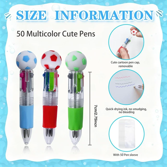 Alt view image 2 of 7 - 100 PCS Multicolor Pen Set 50 Cute Pens Bulk with 50 Pen Bags, Fun Pens for Party Favors, Christmas, Birthday, Kawaii Stationery for Student Prizes, Gifts Bulk for Friends (Basketball-2)