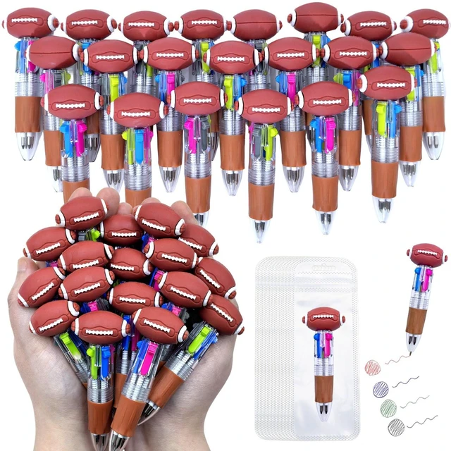 Main image of 100 PCS Multicolor Pen Set 50 Cute Pens Bulk with 50 Pen Bags, Fun Pens for Party Favors, Christmas, Birthday, Kawaii Stationery for Student Prizes, Gifts Bulk for Friends (Soccer)