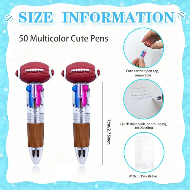 Alt view image 2 of 7 - 100 PCS Multicolor Pen Set 50 Cute Pens Bulk with 50 Pen Bags, Fun Pens for Party Favors, Christmas, Birthday, Kawaii Stationery for Student Prizes, Gifts Bulk for Friends (Soccer)