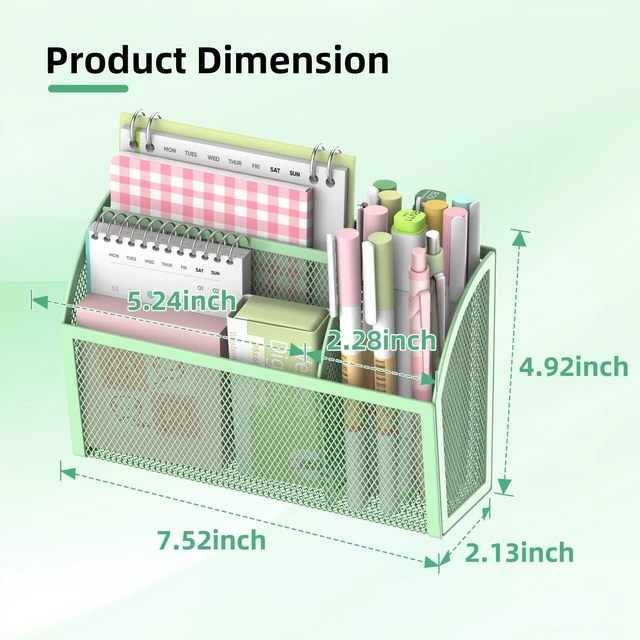 Alt view image 6 of 7 - 3-Grid Magnetic Pencil Holder, Strong Magnet Locker Organizer, Mint Green Mesh Magnetic Shelf, Marker Holder Perfect for Whiteboard, Refrigerator and Locker Accessories