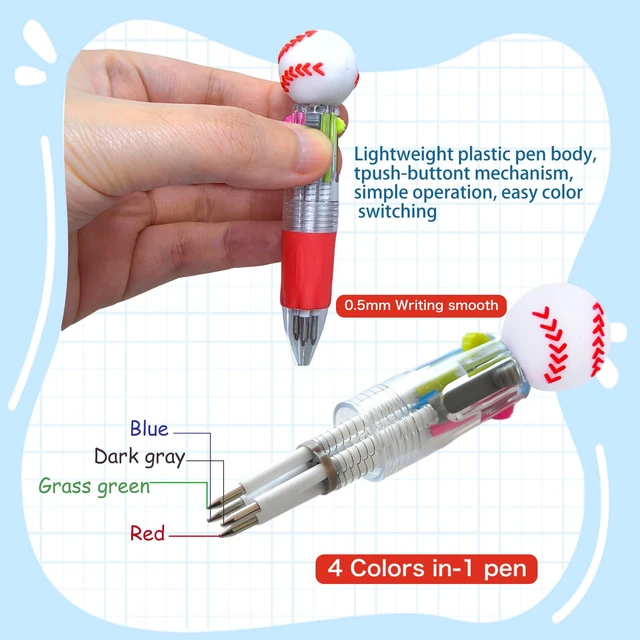 Alt view image 3 of 7 - 100 PCS Multicolor Pen Set 50 Cute Pens Bulk with 50 Pen Bags, Fun Pens for Party Favors, Christmas, Birthday, Kawaii Stationery for Student Prizes, Gifts Bulk for Friends (Baseball)