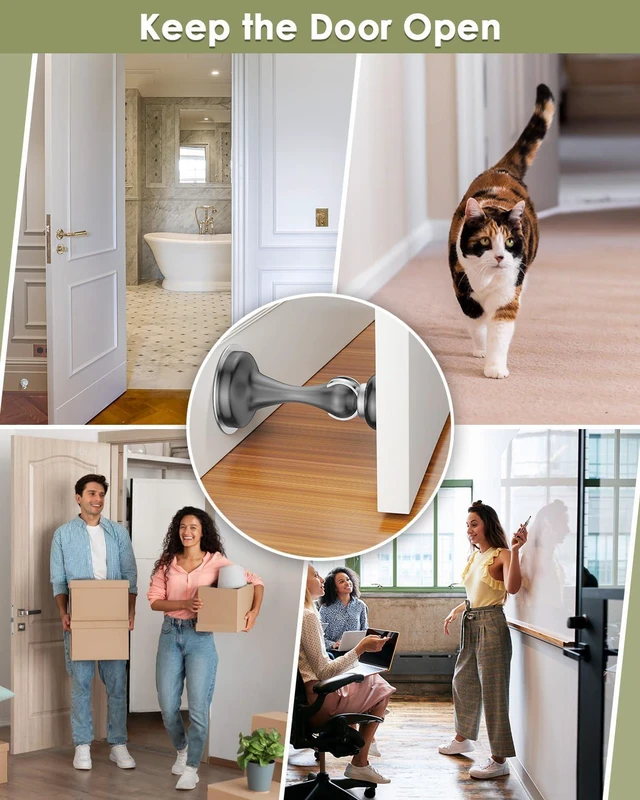 Alt view image 5 of 7 - Door Stoppers Magnetic Door Catch, Stainless Steel Magnetic Door Stop 2 Pack, Double-Sided Adhesive Tape, No Drilling, Screws for Stronger Mount, Holder Your Door Open for Wide Doors