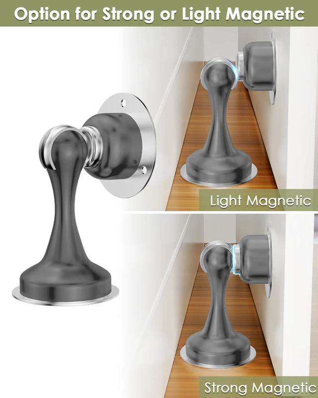 Alt view image 7 of 7 - Door Stoppers Magnetic Door Catch, Stainless Steel Magnetic Door Stop 2 Pack, Double-Sided Adhesive Tape, No Drilling, Screws for Stronger Mount, Holder Your Door Open for Wide Doors