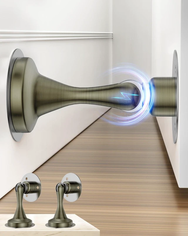 Main image of Door Stoppers Magnetic Door Catch, Stainless Steel Magnetic Door Stop 2 Pack, Double-Sided Adhesive Tape, No Drilling, Screws for Stronger Mount, Holder Your Door Open for Wide Doors