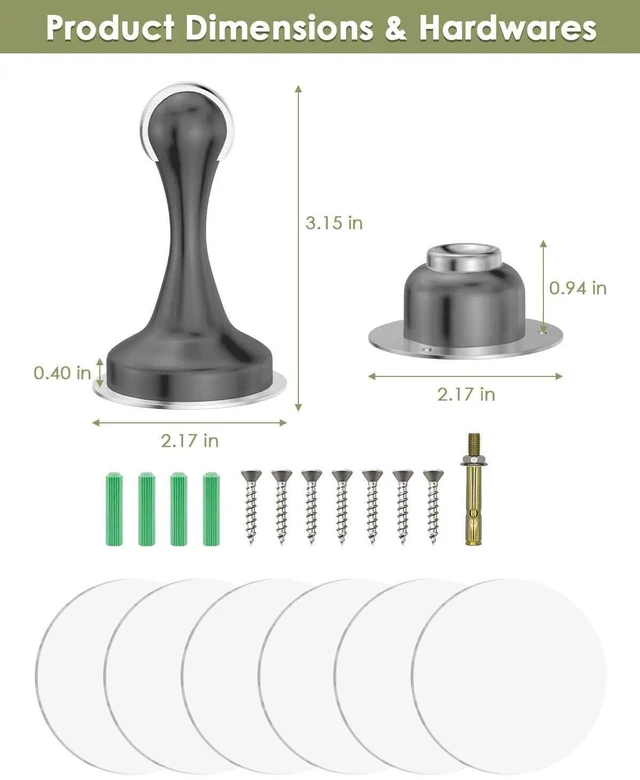 Alt view image 6 of 7 - Door Stoppers Magnetic Door Catch, Stainless Steel Magnetic Door Stop 2 Pack, Double-Sided Adhesive Tape, No Drilling, Screws for Stronger Mount, Holder Your Door Open for Wide Doors
