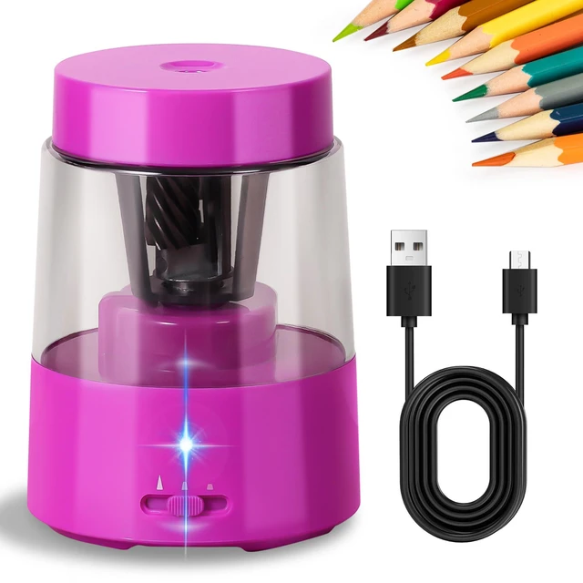 Main image of Rechargeable Electric Pencil Sharpener, Auto Stop,Pink Suitable for No.2/Colored (6-8mm), Fast Sharpen,3 Adjustable Modes,Automatic for Teachers/Classroom/Office/Home/Art Studio