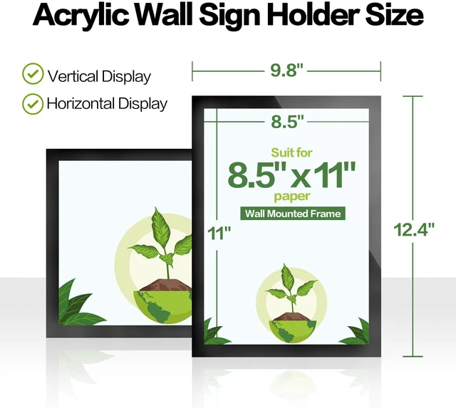 Alt view image 4 of 7 - Acrylic Sign Holder 8.5 x 11 Wall Mount, Magnetic Sign Holder, Black Magnetic Display Frame, Self-Adhesive Nano Tape, Clear Acrylic Sign Holder, Wall Mount for Glass Doors, 20 Pack