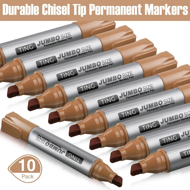 Alt view image 2 of 7 - 10 Pack Jumbo Permanent Markers Chisel Tip Quick Dry Brown Waterproof, Large Big Poster Pens Bulk for Office, Logistics Company and More