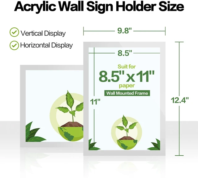 Alt view image 4 of 7 - Acrylic Sign Holder 8.5 x 11 Wall Mount, Magnetic Sign Holder Silver Magnetic Display Frame, Self-Adhesive Nano Tape, Clear Acrylic Sign Holder, Wall Mount for Glass, Doors, 20 Pack