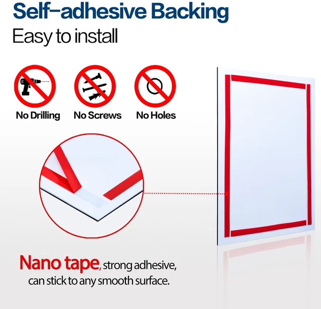 Alt view image 7 of 7 - Acrylic Sign Holder 8.5 x 11 Wall Mount, Magnetic Sign Holder Silver Magnetic Display Frame, Self-Adhesive Nano Tape, Clear Acrylic Sign Holder, Wall Mount for Glass, Doors, 20 Pack