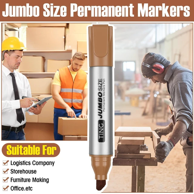 Alt view image 6 of 7 - 10 Pack Jumbo Permanent Markers Chisel Tip Quick Dry Brown Waterproof, Large Big Poster Pens Bulk for Office, Logistics Company and More